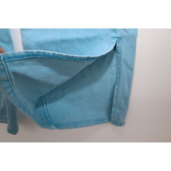 Topshop Womens Light Blue Denim Straight Leg Jeans UK 12 / US 30 With Side Slits - Picture 9 of 15